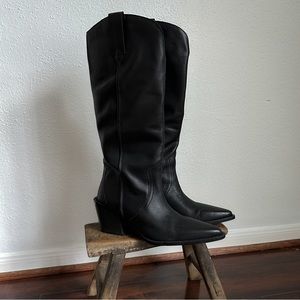 Mango Cowboy Leather Boots Size US 9.5 EU 41